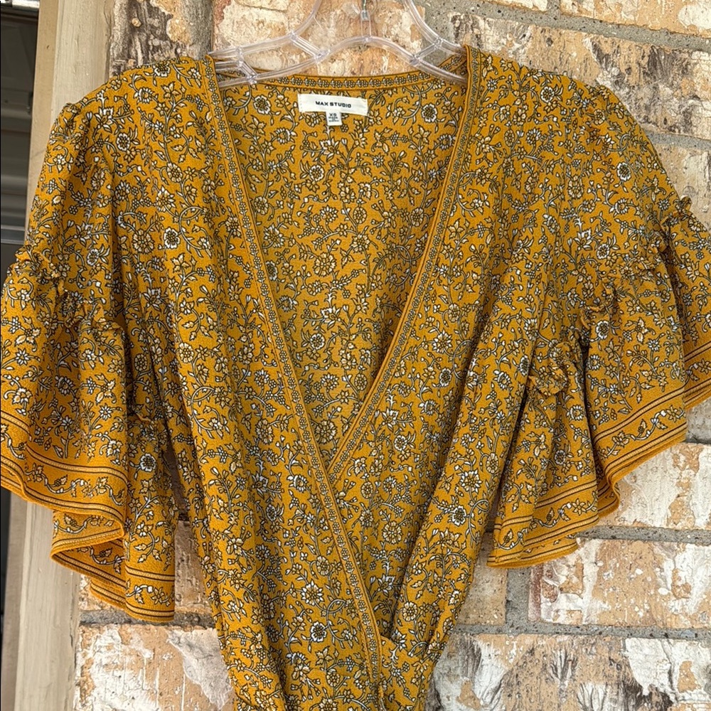 Yellow Floral Wrap Top by Madewell